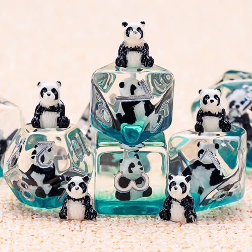 Polyhedral D&D Dice Panda Dice,Resin Panda DND Dice Set for Dungeons and Dragons MTG RPG Board Games for 15 Years and Up - color: Panda