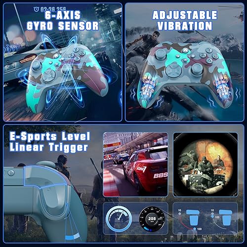 Nonbliep for Xbox Controller, Compatible with Xbox One X|S, Xbox Series X|S, PC, Special Edition Custom Wireless Controller with 6-Axis Motion Control/3.5mm Audio Jack/Dual Vibration/Turbo - color: Blue
