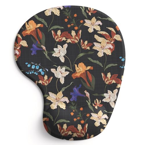Office Mousepad with Gel Wrist Support - Ergonomic Gaming Desktop Mouse Pad Wrist Rest - Design Gamepad Mat Rubber Base for Laptop Computer -Silicone Non-Slip Special-Textured Surface (14Lily) - color: 14Lily