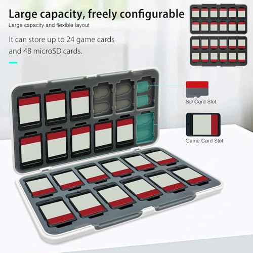 ONETIAOLONG Switch Game Case Holder for Switch 2 & OLED & Lite with 24 Cartridge Slots and 48 Micro SD Card Storage with Magnetic Closure,Protective Hard Shell and Soft Lining for Easy carrying - color: White, style: 24-slots