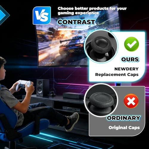 Controller Thumb Grips Replacement Caps, for PS4/PS5 Controller 12 Pack, Premium Joystick Caps for Enhanced Grip and Precision, Anti-Fingerprint, Anti-Slip, Anti-Scratch (Black)