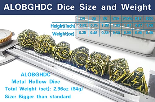Metal DND Dice Set Skull Dungeons and Dragon Dice Set Hollow Polyhedral Magic 7 PCS Dice Set with Gift Metal Box for Dungeons and Dragons Table Games Play Cards MTG(Skull_Ancient Bronze) - color: Skull_ancient Bronze