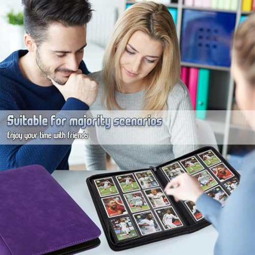 Trading Card Binder, Premium 9 Pocket Double Sided 540 Pocket PU Card Collection Binder, Collectible Trading Card Albums for MTG, TCG, Sport Card, Game Cards (Purple) - color: Purple