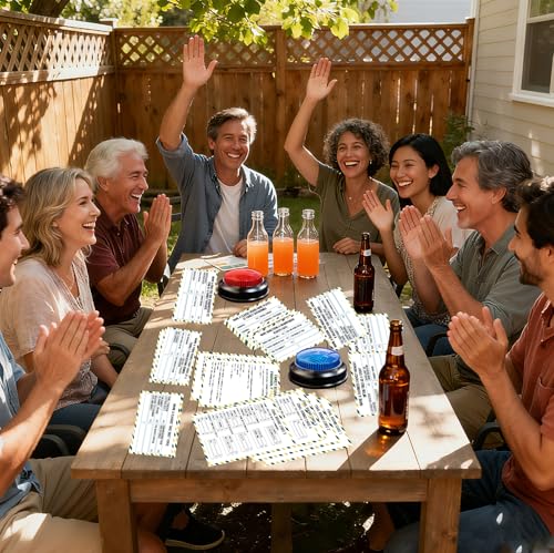 Family Friendly Feud Card Game with 2 Answer Buzzers,Family Reunion Game Night Fun Trivia Quiz for Holiday Gathering Party Office Class Groups Team Building