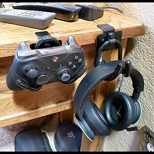 YYST Desk Mount Game Controller Holder Clamp On Hanger Holder Storage Rack for PS3/PS4/PS5/Xbox 360/Xbox One/S/X/Elite/Series S/Series X Controller, Pro Controller,etc-No Game Controller-Black