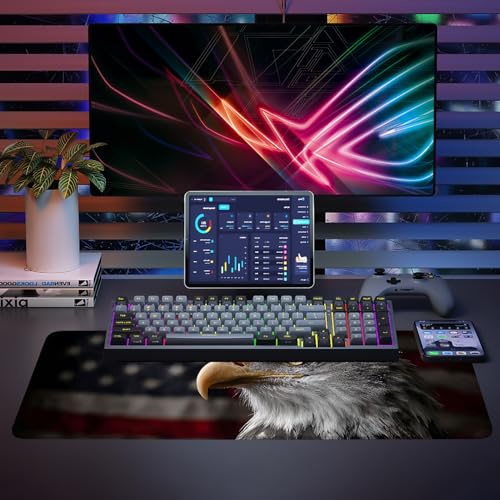 Mouse Pad, Large Anti-Slip with Stitched Edges Desk Mat Desktop Laptop Computer Desk Keyboard Mat,Table Protector Blotter Mat (Eagle, 31.5" x 11.8") - color: Eagle, size: 31.5" x 11.8"
