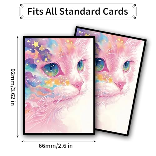 MTG Card Sleeves, Ultra Clear Front & Matte Finish Back, 100 Count Standard Size Matte Art Sleeve for Magic The Gathering - color: Pink Cat