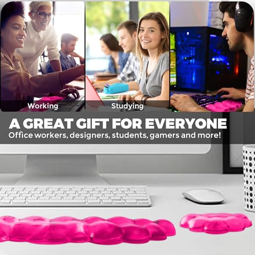 Gel Cloud Keyboard & Mouse Wrist Rest Set - Cloud Keyboard Wrist Rest Pad & Mouse Support for Office Gaming Pad Computer Laptop Ergonomic Comfortable Pain Relief- Cloud Pad Set - color: Pad Set - Peach Pink