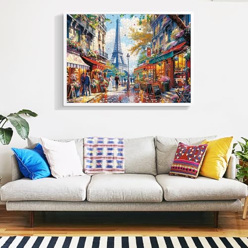 1000 Pieces Puzzle for Adults - Charming Paris Puzzle for Adults Children - Recycled Paper Jigsaw Puzzle 1000 Pieces - Fun and Challenging Family Game Great Gift Idea, Finished Size is 28 * 20 in - style: Eiffel Tower Couple