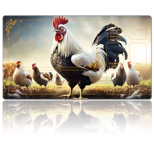 DEGDFSGR Magic The Gathering Playmat 24 x 14 Inches, Animal Proud Rooster Design, Non-Slip Rubber Base, TCG/MTG/YGO/CCG/RPG/PKM Playmat, 1 Pack - color: Animal Proud Rooster, size: 24" x 14"