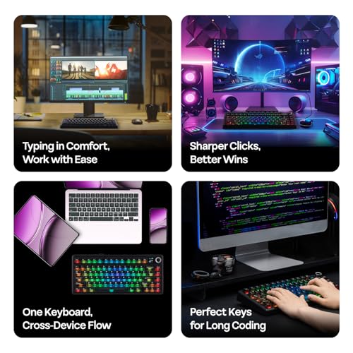 EPOMAKER X Aula F75 MAX Wireless Mechanical Keyboard with TFT Screen and Knob, Gasket Keyboard in 75% Layout, Hot Swappable Gaming Keyboard for PC/Mac/Linux (Matte Black) - color: Matte Black