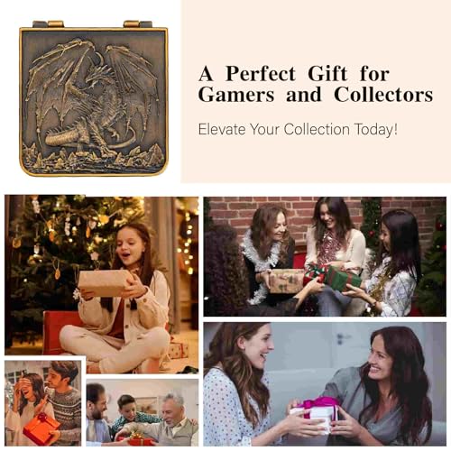 Foldable Spinner Metal DND Dice Set – Compact Elegant Design with D4, D6, D8, D10, D12, D20, D% for TTRPG Gifts - color: Ancient Gold