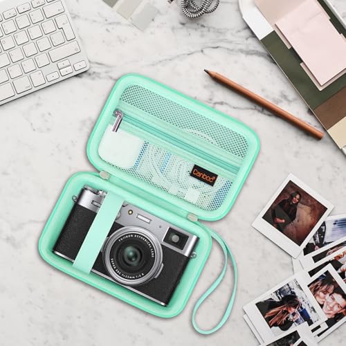Canboc Carrying Case for Fujifilm X100VI/ X100V/ X100F/ X100S/ X-E5 Digital Camera, Zipper Mesh Pocket fit USB Cable, Green (Case Only) - color: Green