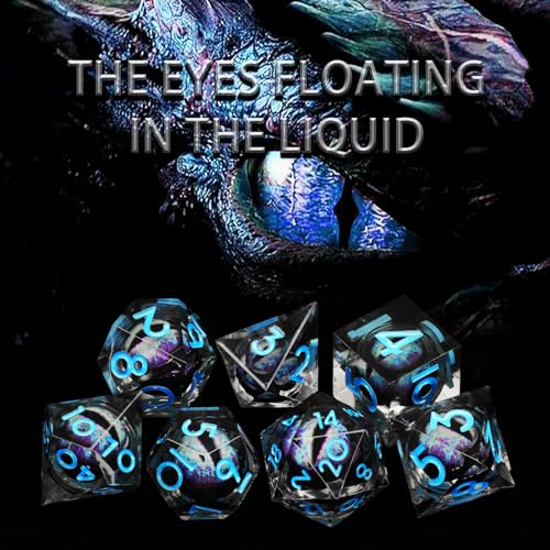 FONVGOGO Dragon Eye Dice, Liquid Core Dice Set DND Dungeons and Dragons Resin D and D Dice Role Playing Polyhedral Beholder's Ttrpg Die RPG (Blue) - color: Dragon Eye Blue