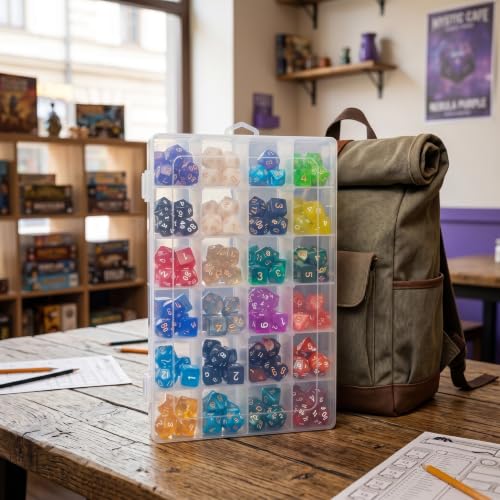 DND Dice Storage Box Each 24 Grids Polyhedral Dice Organizer with Removable Dividers Holding Up to 1600 Dices Small Craft Containers for Dice Collectors or RPG D&D Games (One Box) - size: One Box
