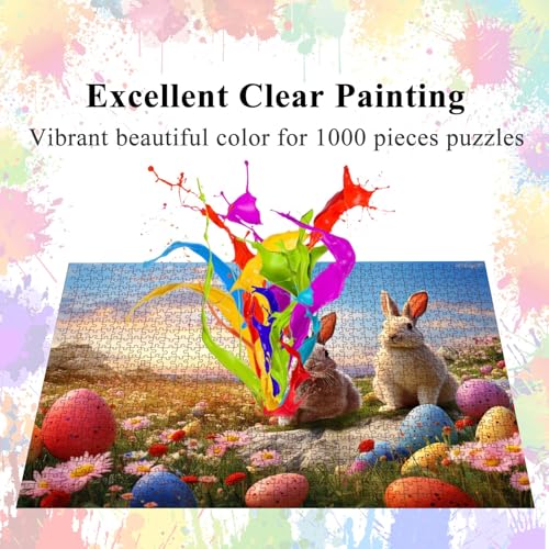 Puzzles for Adults 1000 Pieces, Rabbit Jigsaw with Poster Letter on Back, Unique Pieces Fit Well No Dust (27.5"x19.6") - color: Rabbit