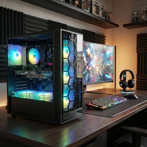 STGAubron Gaming PC Desktop,Core I7,RTX 3050 6G,16G RAM,512G SSD | Gaming Computer Tower for Streaming,Video Editing,Home,School,I7 up to 3.9GHz,ARGB Fan,WiFi 6,BT 5.0,4K DP,HDMI,Win11 Home