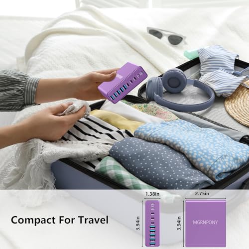 320W USB C Charger Block, 10-Port USB C Charging Station GaN III PD 65W Laptop Fast Charger Adapter for MacBook Pro/Air, DELL, iPad, iPhone, Samsung Galaxy (Purple) - color: Purple
