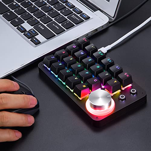 Koolertron 24 Keys Programmable Keyboard,One Handed Macro Mechanical Keyboard, RGB LED Backlight Red Switch USB Portable Keyboard with Fully Knobs, 24 Keys Macro Pad for Gaming - style: 24 Keys/Red switches/RGB Backlight