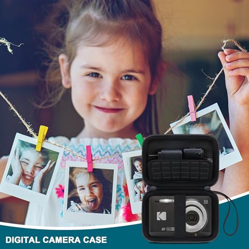 Canboc Hard Case for Kodak PIXPRO FZ55/ FZ45/ FZ43/ FZ53 16MP Digital Camera, Vlogging Camera Bag, Zipper Mesh Pocket fit Cable, SD Card, Black (Case Only) - color: T-Black