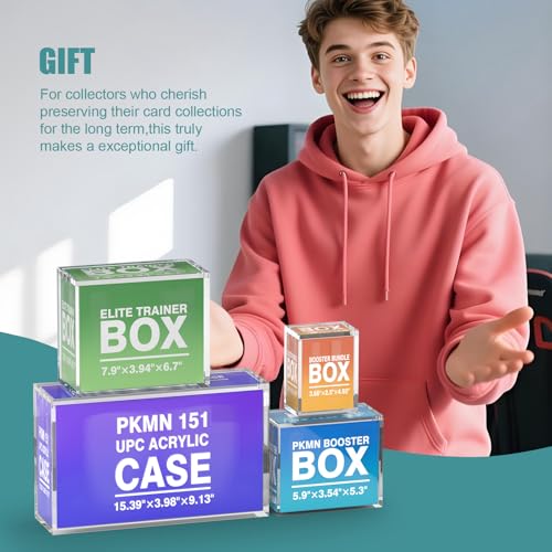 Booster Box Acrylic Case with Magnetic Closure, 5mm Thick Stackable Display Protector Storage Box for PKMN Card Game Booster Box Collection - size: PKMN Booster Box Case