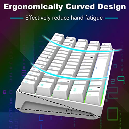 RK ROYAL KLUDGE RK68 Mechanical Gaming Keyboard, 65% Compact Size, White | Wired RGB 60% Keyboard, Hot Swappable Pre-lubed Red Switch, No-Comflict 68 Keys with Shine-through Keycaps for WIN/Mac Gamer