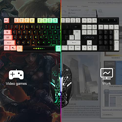 CHONCHOW Gaming Keyboard and Mouse Combo, USB Wired Rainbow Backlit