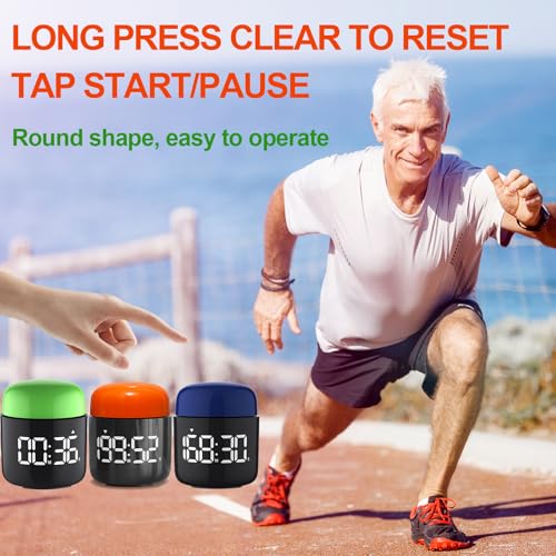 Large Display Digital Timer Stopwatch, Retro Manual Twist Table Count Down & Up Game Timer, Easy to use, Night Light Silent & Sound Timers for ADHD Study Work Kitchen Classroom Yoga Gym (Tangerine) - color: Tangerine