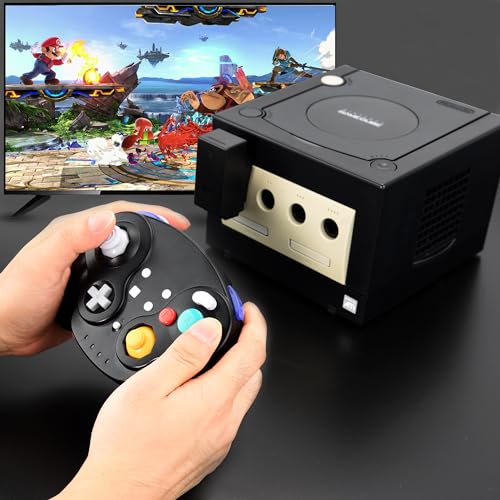 2.4 GHz Wireless GameCube Controller for Switch 1 & 2, NGC Console, Black | Compatible with Switch Online, Windows PC, macOS (Built-in Vibration) (Rechargeable) (Analog Triggers / Stick) - color: Black