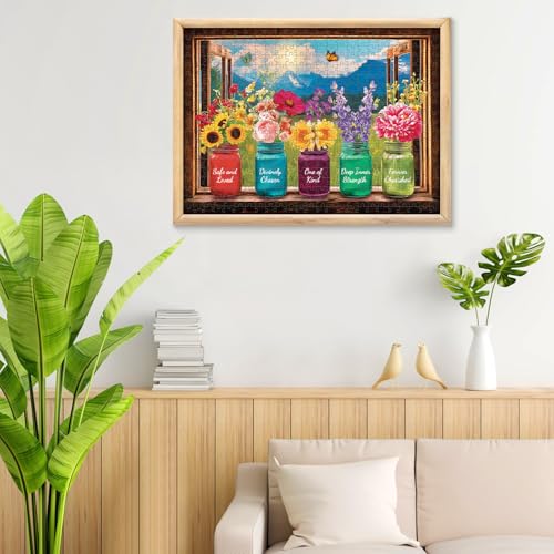 Puzzles for Adult 500 Pieces,Fun Beautiful Glass Vase Flowers Jigsaw Puzzle | Interlock Perfectly Letter on Back No Dust,Home Wall Art Decor,Challenging Perfect Birthday Party Gift for Family, 20.5x15 In - style: Glass vase