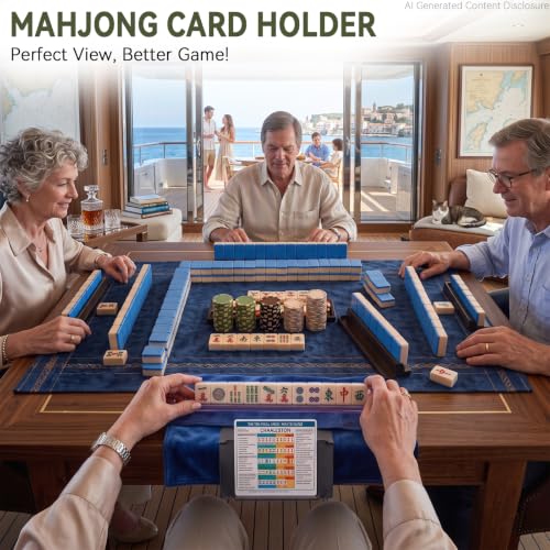 Mahjong Card Holder for Table,Mahjong Reference Card Display Holder,Foldable Desk Edge Scorecards Rack, Under-Mat Slide-in Stand Mahjong Table Accessories for American Mahjong Cards (Green)