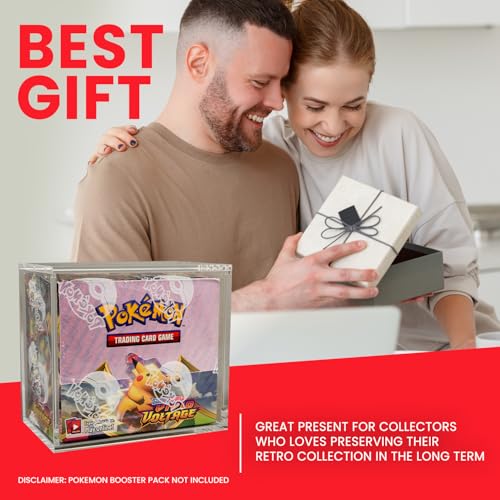 EVORETRO Booster Box Acrylic Case Protector for Pokemon, Magnetic Lid | 1 Pack | 4mm Thick | UV-Resistant & Acid-Free | Crystal-Clear Scratch-Resistant Display | Snug Fit for Sealed Booster Boxes - style: Booster Magnet (1)