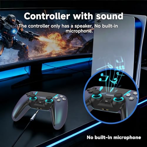 ASRVA Chrome Blue Wireless Pro Controller for PS5,4 Back Buttons,Hall Effect Joystick(No Drift),Micro-Switch,Gyro,Macro,1000mAh,RGB,Compatible with PS5/Pro/Slim/PC/iOS/Android - color: Chrome Blue
