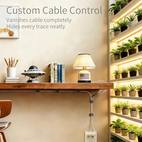 12 Pack Cable Clips (10 Pcs Square Cord Holder 2 Pcs Circular And Rotatable Cord Clips) Suitable For Office Desks Home Desks, Telephones, Vehicles, Walls, Tabletops And Bedside Tables,Black And White