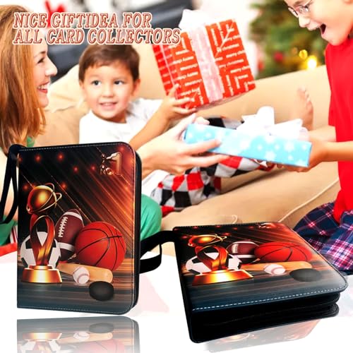 Sports Card Binder 900 Pockets Trading Card Binder with 50 Sleeves Fits 900 Sport Cards, Sports Card Holder Binder with Zipper, Soccer Football Baseball Basketball Hockey Card Gifts Collection Storage - size: 900 Pockets Sports
