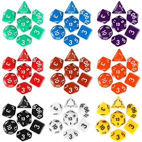 350 Pcs Dice Sets Bulk with Drawstring Bag Polyhedral Dice Sets Multi Role Playing Table Game D4 D6 D8 D10 D% D12 D20 (Mixed Style) - style: Mixed Style