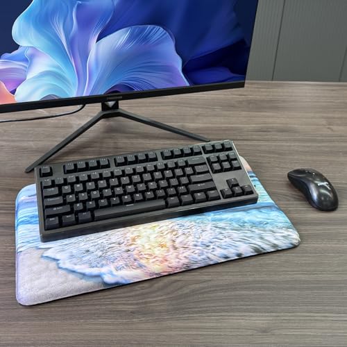 Computer Keyboard Stand with Wrist Rest, Ergonomic Tilted Keyboard Holder - Keyboard Riser with Wrist Pad - Keyboard Tray Support for Office Home - Beach - color: Keyboard Stand-beach