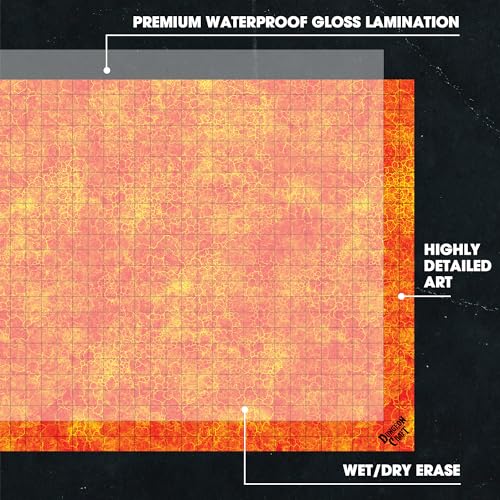 Dungeon Craft Battle Mats Bundle: Double-Sided Wet & Dry Erase DND Mat & Hell & Highwater, Custom Box, Water-Resistant, Tabletop RPG Essentials by 1985 Games (24"x33"/1" Grid)