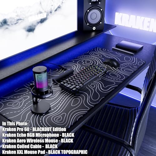 Kraken Echo RGB USB Condenser Microphone for Gaming, Podcast & Streaming for PC, PS5, PS4, MAC, Laptops. Touch Mute - Gain Knob - Monitoring - Controllable RGB - PC Gaming Mic with Desk Stand (Black)