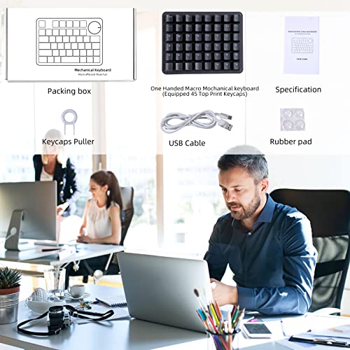 Koolertron One Handed Mechanical Gaming Keyboard, 48-Key Fully Programmable Mini Keypad, Mini USB Macro Keyboard with RGB LED Backlit, for Windows PC Gamer (48 Keyboard/Red Switches) - style: 48 Keyboard/Red Switches