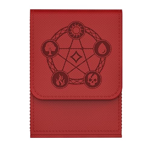 Card Deck Box with 2 Dividers, MTG Commander Deck Box Holds 100+ Double-Sleeved Cards, Leather Magnetic Deck Case Compatible with Magic TCG CCG Cards, Red - color: 2. Red, size: 100 Double-sleeved Cards Vertical