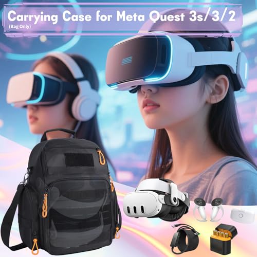 Carrying Case for Meta Quest 3s/3/2, Large Travel Case Compatible with Oculus Quest 3 Headset, Quest Pro, Touch Controllers Accessories for Travel Home Storage