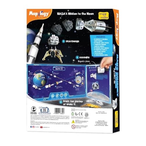 Imagimake Mapology Man's Journey to Moon, Apollo 11 3D Model Kit for Kids | Educational STEM Model Kit, Build Rockets & Satellites, Learn Space Exploration, Birthday Gift for Ages 8,9,10,11,12 Year Old - style: Man's Journey to Moon