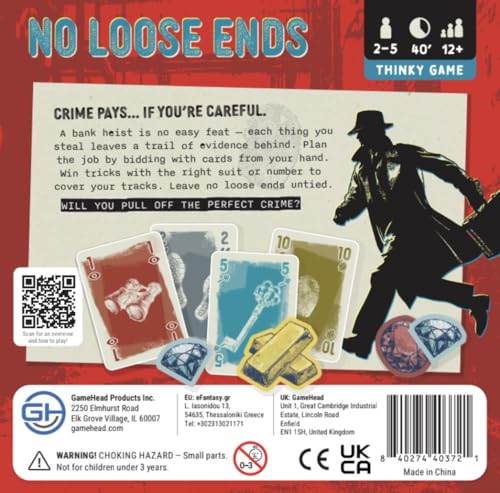 GameHead No Loose Ends, A Trick Taking Card Game of Risk, Reward & Robbery | 2-5 Players, Ages 12+, Plan Your Perfect Heist, 40 Minute Play Time