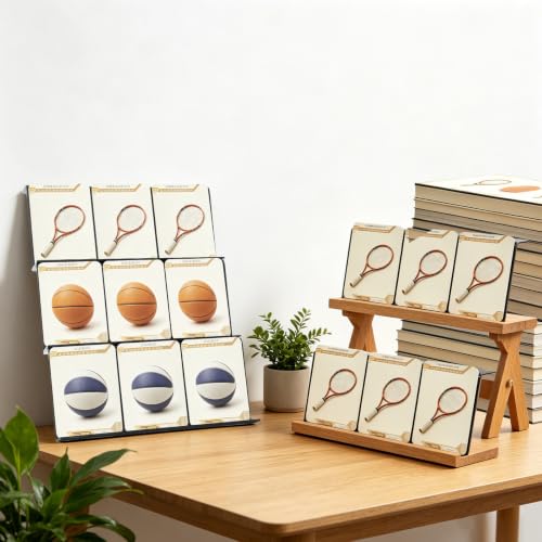 12 Pcs Trading Card Risers for Display Case, Acrylic Display Risers for Sports Cards, Black Tiered Display Stand for Cases & Retail Glass, Graded Card Display Stand for Cardshow Vendor