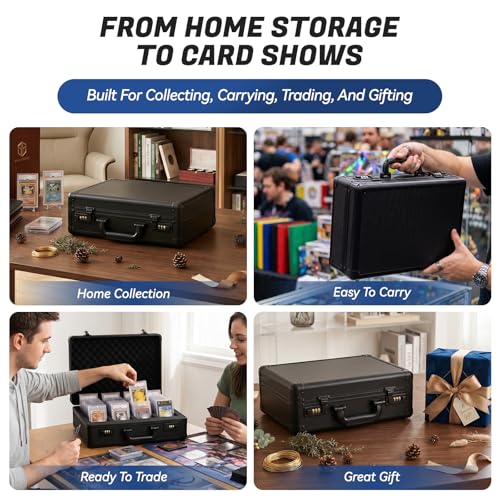 4-Row Graded Card Storage Box with Coded Lock | Spring-Loaded Pushers | Removable EVA Boards | For PSA BGS SGC CGC Slabs - size: 4 Raw