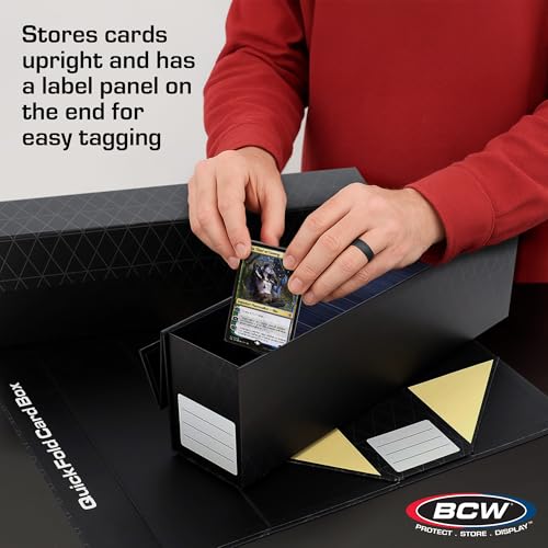 BCW QuickFold® Card Storage Boxes for Magnetics & Toploaders – 3 Pack | Trading Card Holder Box with Magnetic Closure | Easy Fold Assembly for Sports and TCG Cards - size: 3 Pack
