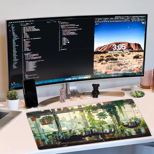 Kawaii Large Mouse Pad, 4 in1 Kawaii Extended Mouse Pad Set Desk Pad Easy Typing for Typing Office Game 35.4 x15.7 in - Cute Cat - color: Cute Cat