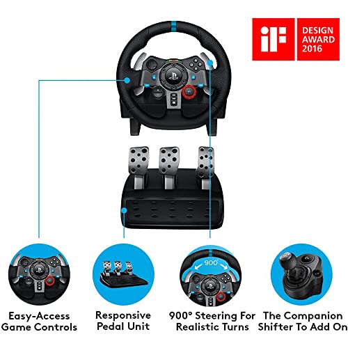 Logitech G29 Driving Force Race Wheel G Driving Force Shifter Bundle for PS3 and PS4 (Renewed)