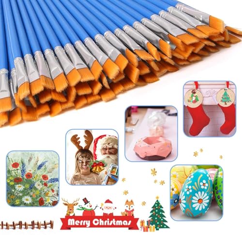 UPINS 20 Pcs Flat Paint Brushes, Small Brush Bulk for Detail Painting